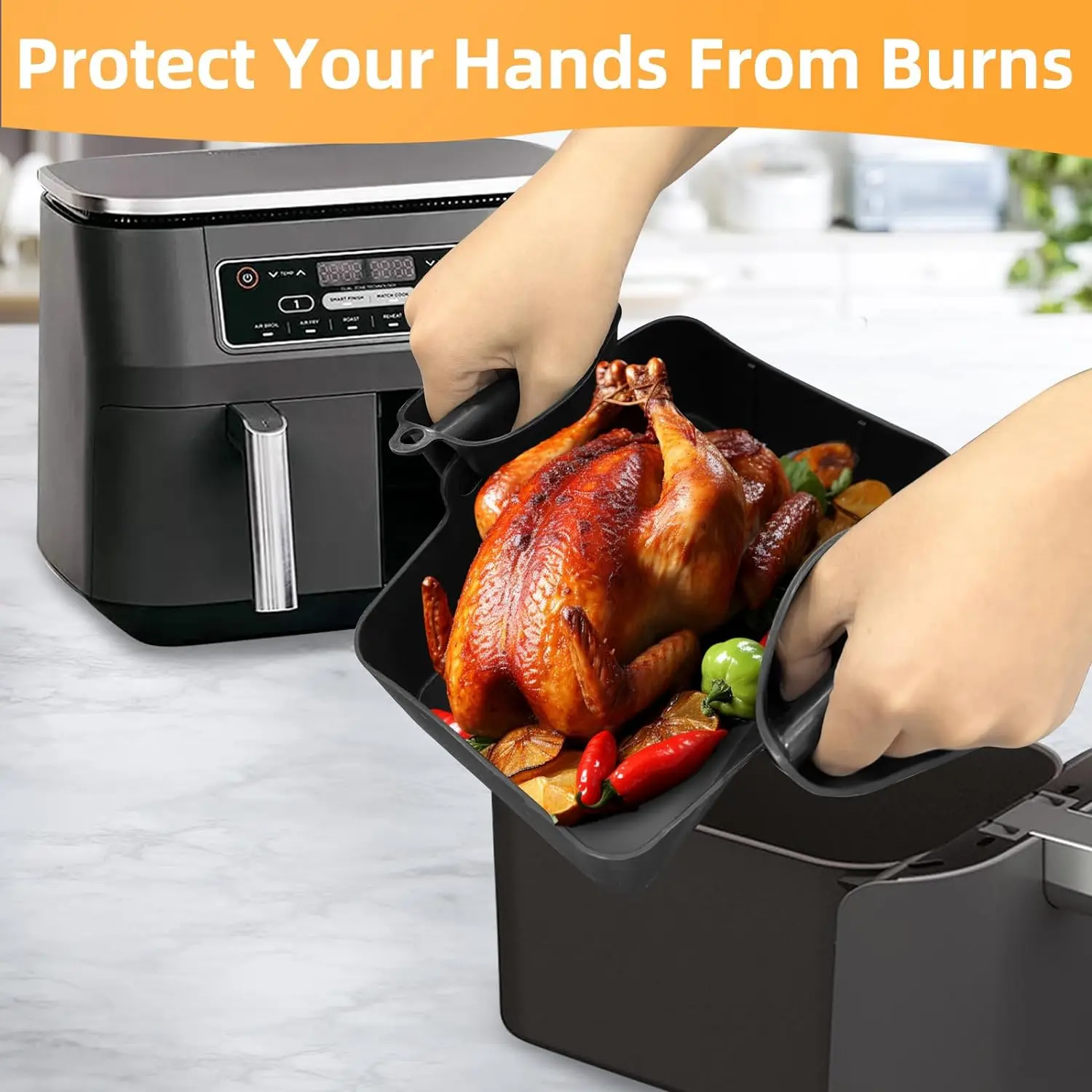 エアフライヤーアクセサリー、15個、Ninja Foodi AF300UK、AF400UK、およびその他の7.6L-9.5Lデュアルゾーンエアフライヤーに適しています。