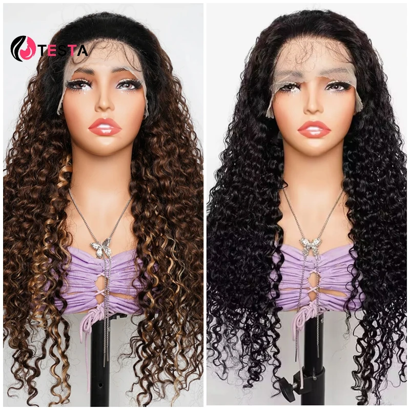 34inch 13*4 Lace Frontal Wigs Water Wave Human Hair Wigs Natural Colo Remy Indian P4/27 Colored Hair Extensions with Baby Hair