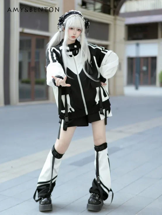 Japanese Two-dimensional Clothing Wears Female Original Mine Subculture Oversized Hooded Jacket Casual Trousers Two-piece Sets