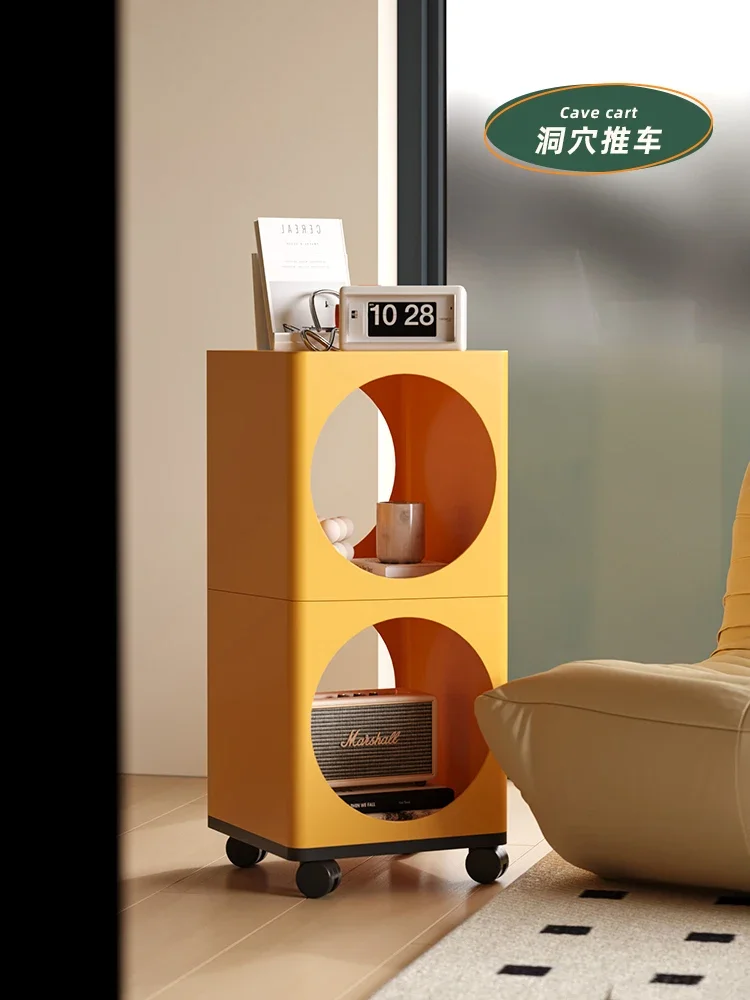 Nordic living room, multi story bedroom, bedside table, storage with wheels, movable sofa side table