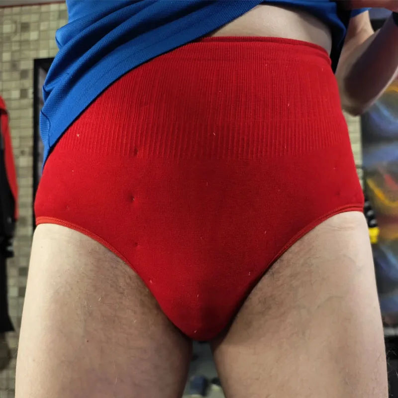 

Men Sexy High-waisted Filled Cotton Briefs Thick Puffy Warm Briefs Fetish Private Party Panties Costumes Handmade