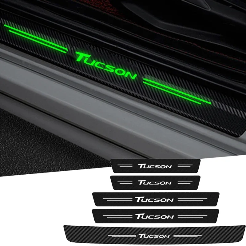 Car Door Threshold Sill Trim Decals Stickers Luminous Decoration for Hyundai Tucson Badge IX30 IX45 Accent Kona Elantra Sonata