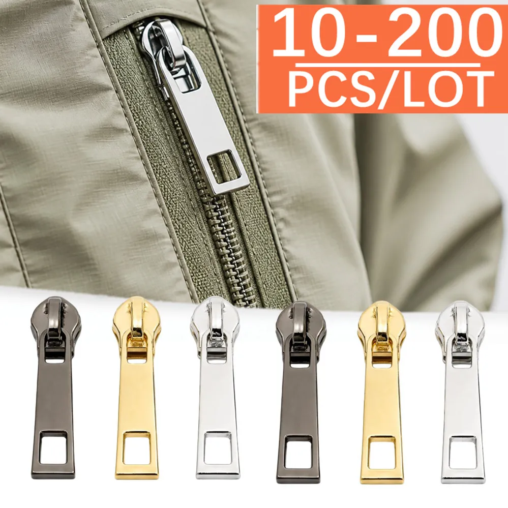 10-200Pcs 3# 5# Zipper Sliders for Nylon Zippers Bag Clothes Zip Puller Backpack Pocket Zips Repair Kit DIY Sewing Accessories