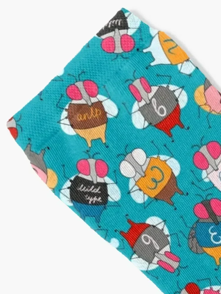Cute Drosophila Melanogaster mutants on Turquoise Socks warm winter Christmas FASHION fashionable Socks For Men Women's