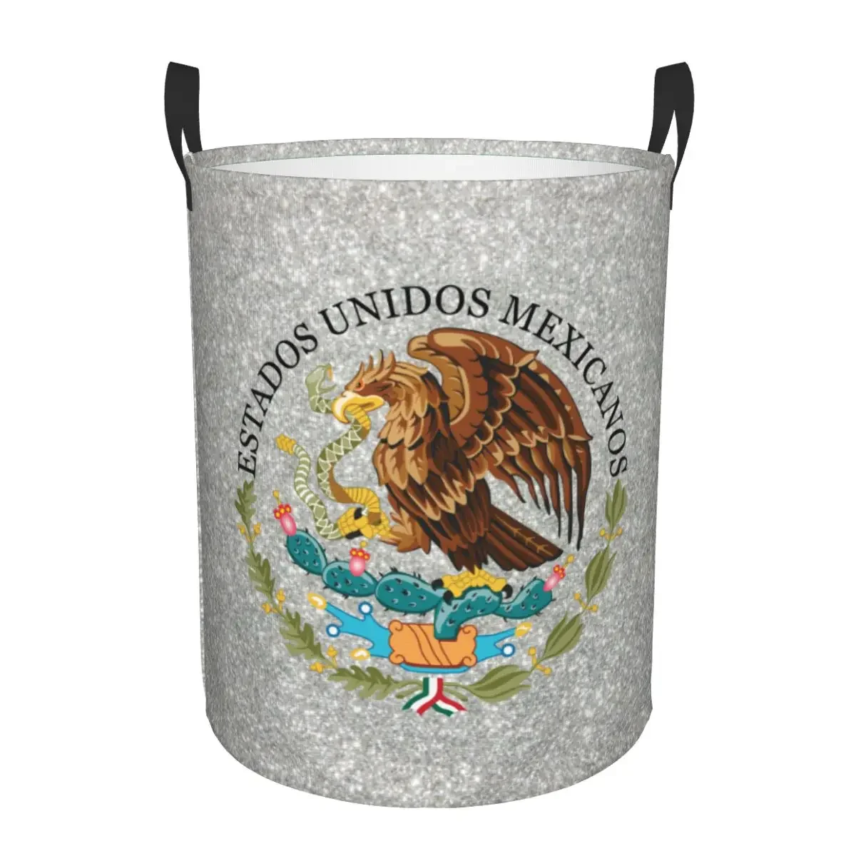 

Coat Of Arms Of Mexico Laundry Hamper Large Clothes Storage Basket Mexican Flag Seal Toys Bin Organizer for Boy Girl