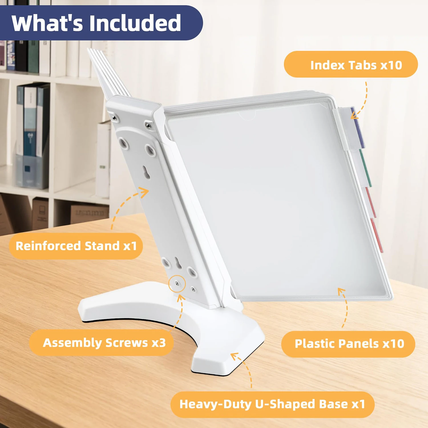 360° Rotating Desk File Organizer 10 Double-Sided Panels Heavy Duty Base A4/Letter Document Holder Wall Mount Display Stand