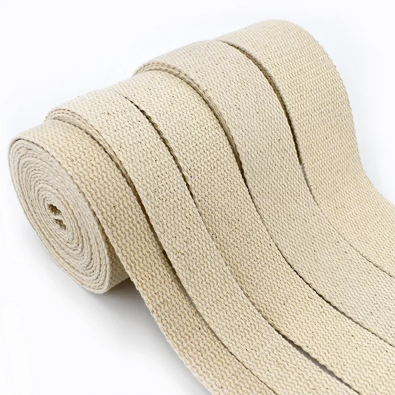 10Meters 15-38mm Beige Canvas Cotton Webbing Ribbon DIY Bags Strap Tape Belt for Clothing Home Decor Sewing Accessories