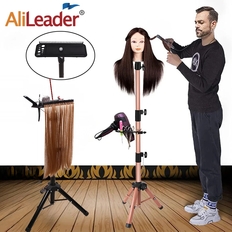 55Inch Wig Stand With Tray Adjustable Wig Stand For Mannequin Head Multifunction Double-Side Teeth Hair Extension Display Tray