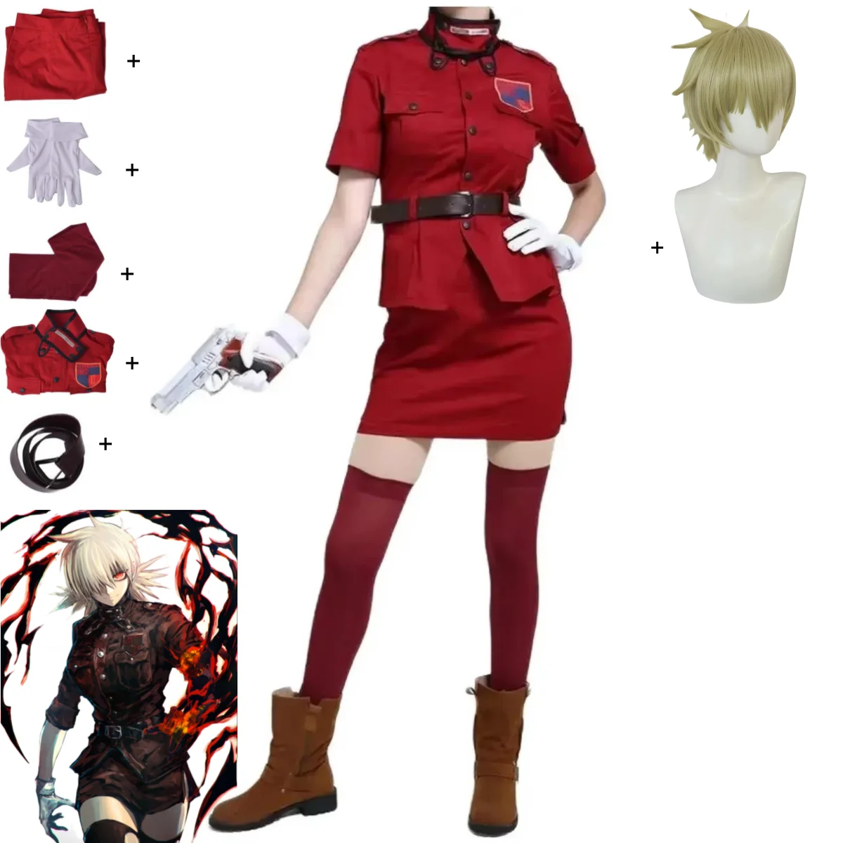 

Костюм для косплея по аниме/манге Hellsing: Серас Виктория, вампирша, красная военная форма, пальто, униформа, женский сексуальный костюм 2026