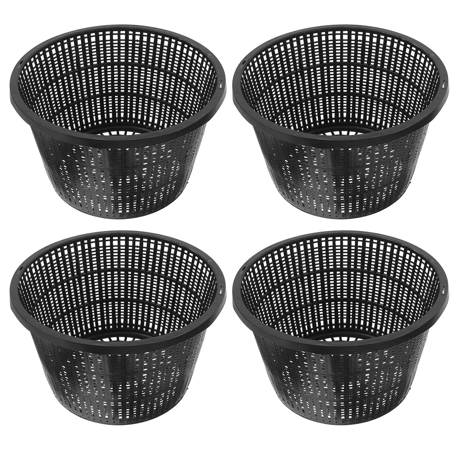 4 macetas de malla hidropónicas grandes negras para drenaje de agua, soporte de cultivo, vaso de inicio para cultivo por inundación