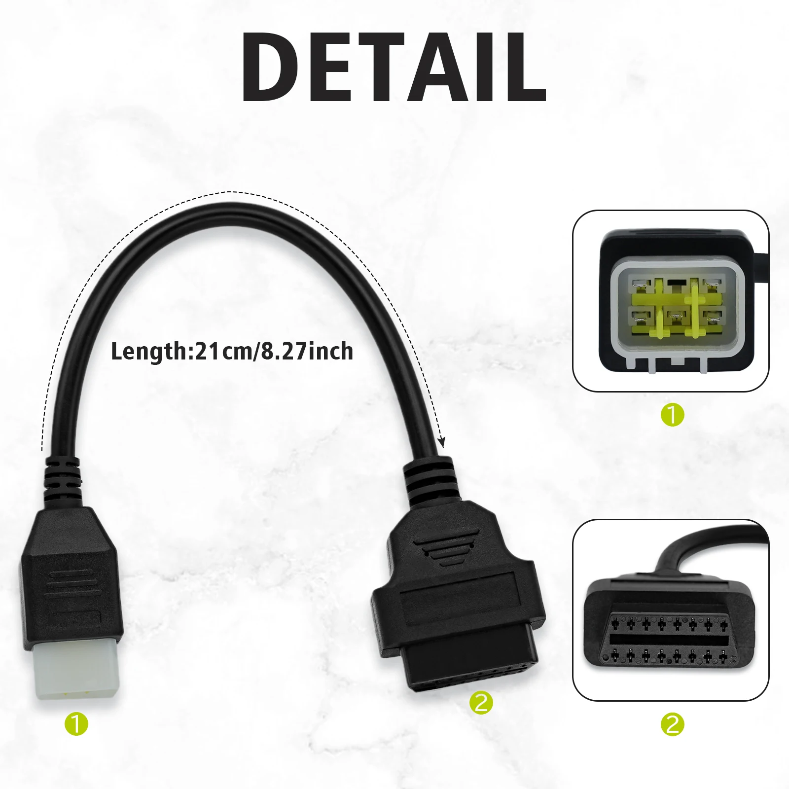 Diagnosekabel für Delphi ECU 6-Pin OBDII Diagnoseadapterkabel für Benelli TNT 25/135/300/600, GT600, 302R, TRK502 Motorrad – Detail 3