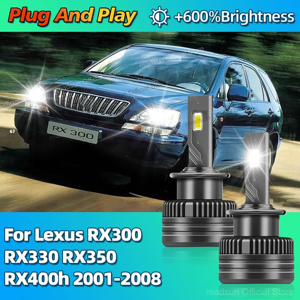 LED Headlights HID D2S Turbo Car Light Bulbs 30000LM CSP Chip For Lexus RX300 RX330 RX350 RX400h 2001 2002 2003 2004 2005-2008