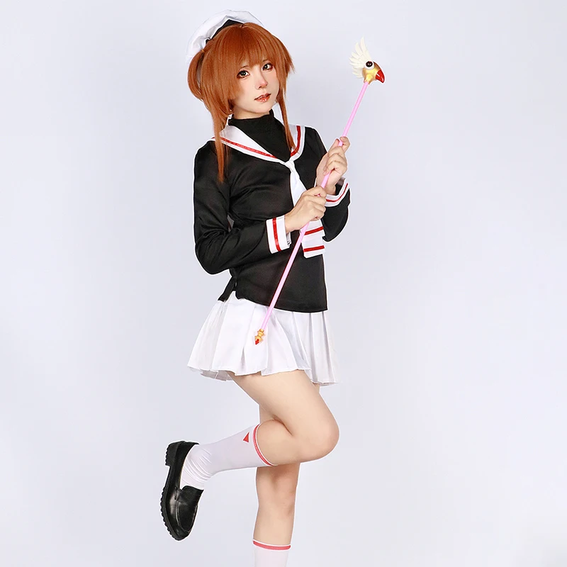 Anime Card Captor Sakura Cosplay Costumes Sailor Suit Kinomoto Sakura Role Play Wig Halloween Carnival JK Uniform For Female