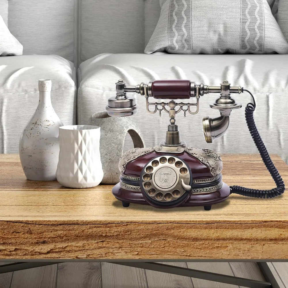 Telephone Imitation Antique Phone Retro Rotary Dial Telephone Corded Old Fashion Antique Landline Telephone Decor Antique Phone