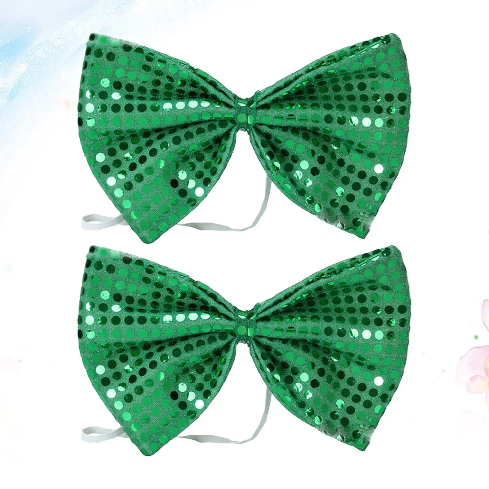 2pcs Sequin Bowties Festive Party Accessory Set For Masquerade Carnival Costume Events Photo Props Grooms Bowtie St Patrick Day