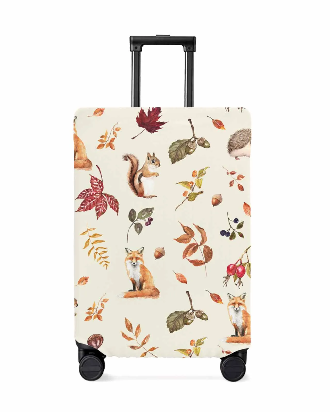 Thanksgiving Plants Squirrel Fox Hedgehog Elastic Baggage Cover For 18-32 Inch Suitcase Case Dust Cover Travel Accessories