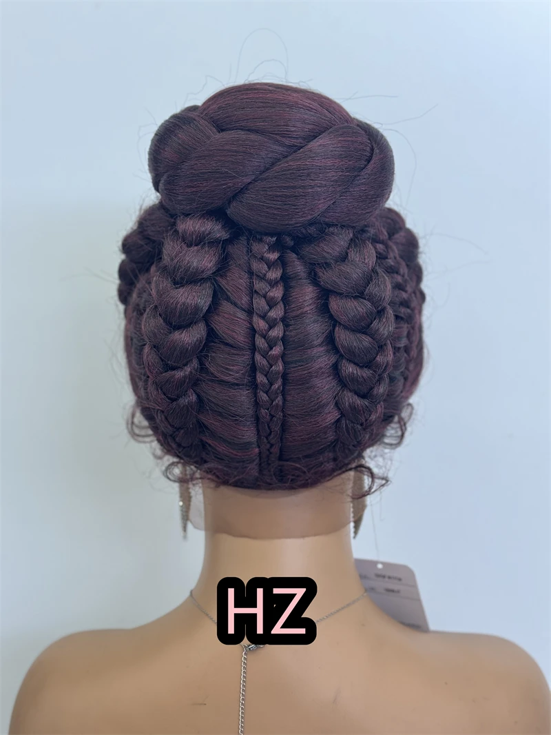 HZ 99J جديد وصول شعر مستعار مضفر كعكة أوبدو شعر مستعار الاصطناعية الدانتيل شعر مستعار كورنو مع الطفل أفريقيا المرأة الأمريكية الدانتيل تجديل الباروكات