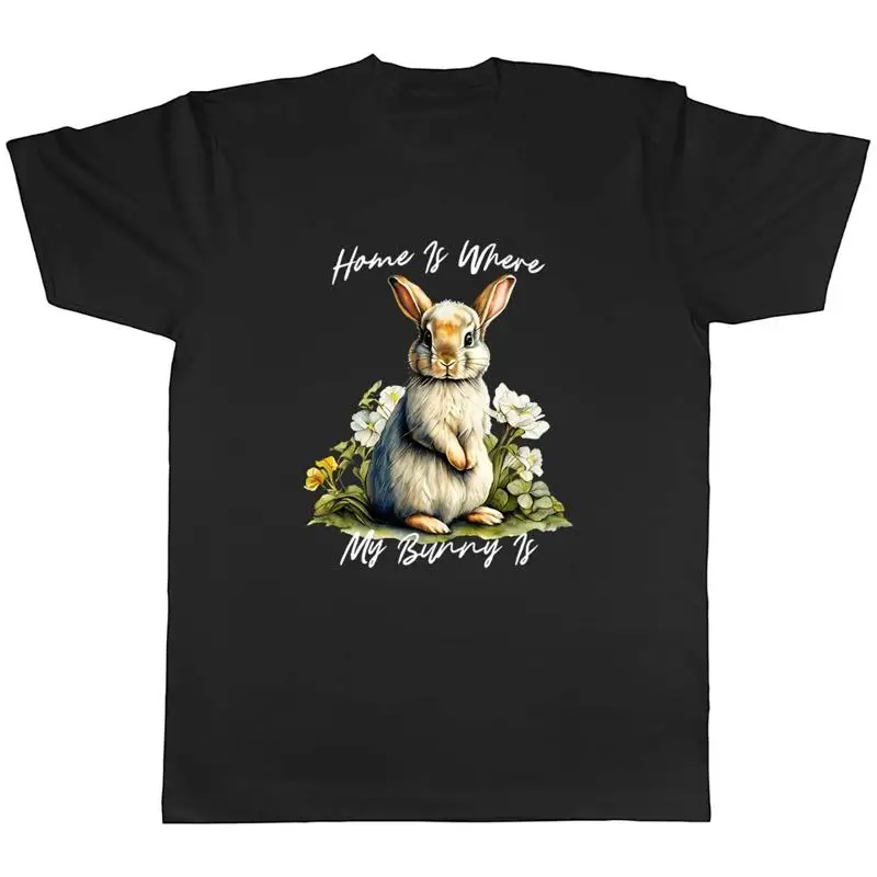 تي شيرت رجالي من Rabbit Lover Home is where my Bunny is Tee Gift