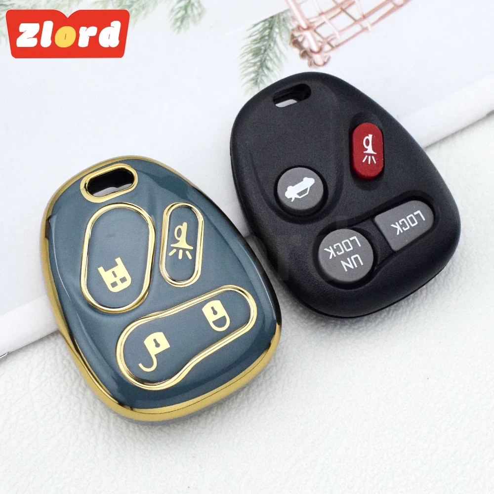 For LHJ011 for 2003 2004 2005 2006 Chevy Tahoe Suburban Silverado Avalanche Equinox SSR 3 4 Buttons Key Fob Cover Car Keychain