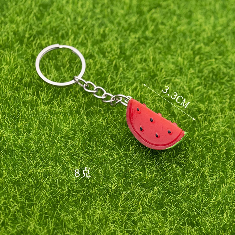 Mini Watermelon Keychain Simulation Fruit Watermelon Food Toy Model Keyring Car Phone Bag Pendant Ornaments Gift Jewelry Trinket