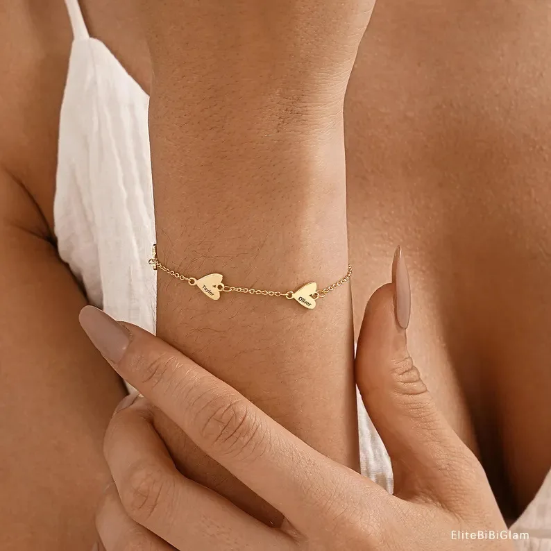 Light Luxury Design 316L Stainless Steel Heart-Shaped Gold Bracelet Necklace For Girls Exquisite Daily Jewelry Accessories