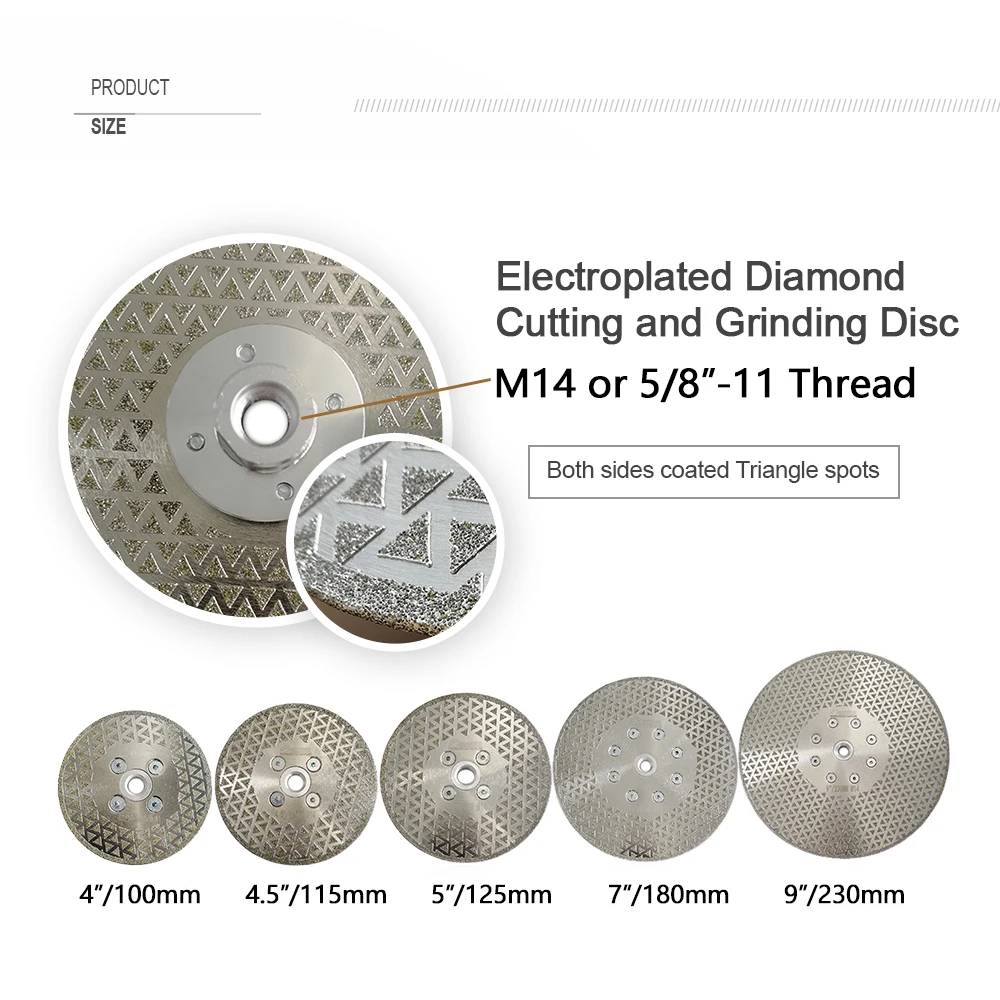 SHDIATOOL 1pc Electroplated Diamond Cutting Grinding Saw Blade Both Double Side M14 M10 5/8-11 Thread Coated Disc Marble Granite