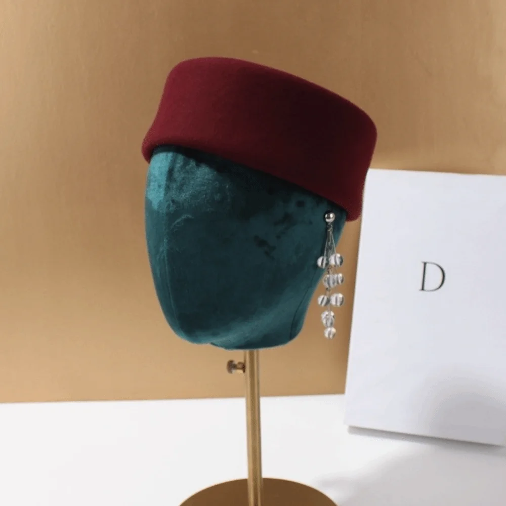 جديد الصلب الأعلى ورأى الصوف القبعات مقعر الأعلى البريطانية الرجعية خمر قبعات فيدوراس الزفاف الفاسناتور القبعات الأحداث الرسمية #5