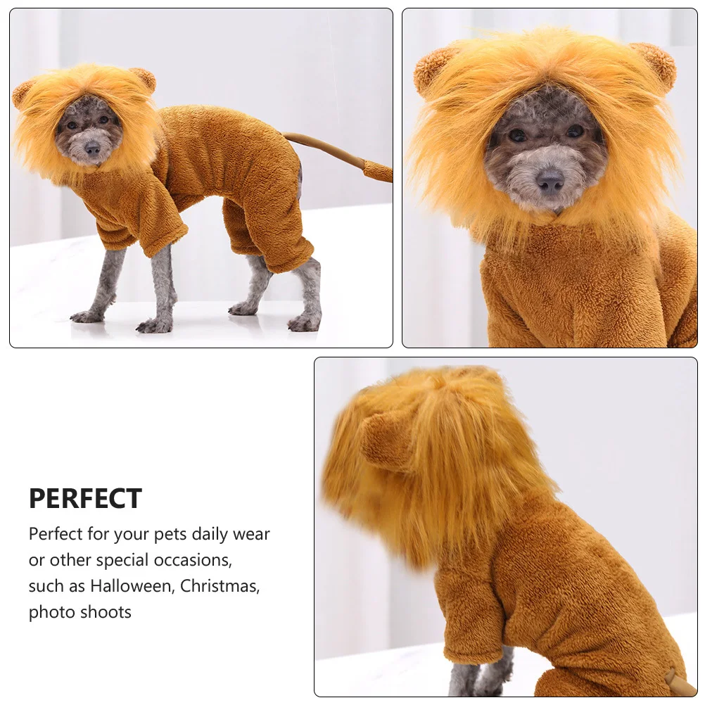 

Pet Clothes Lion Puppy Dog's Funny Cute Costumes Apparel Halloween Outfit Golden Dress