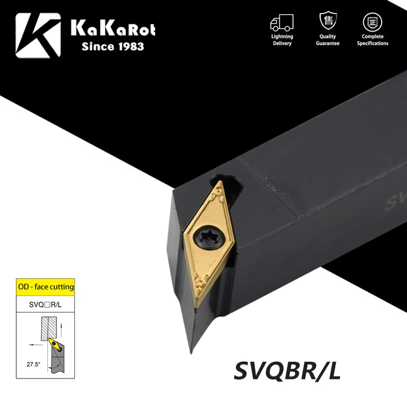 KaKarot External Turning Tool Holder SVQBR1616H16 SVQBR2020K16 SVQBR2525M16 VBMT11/16 Carbide Inserts Lathe Cutting Machine Tool