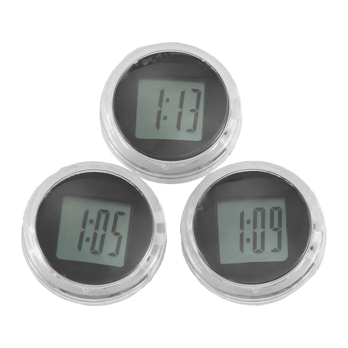 3 Pieces Mini Motorcycle Clocks Waterproof Stick-on Motorbike Mount Watch Digital Clocks for Vehicle, Auto, Car, SUV