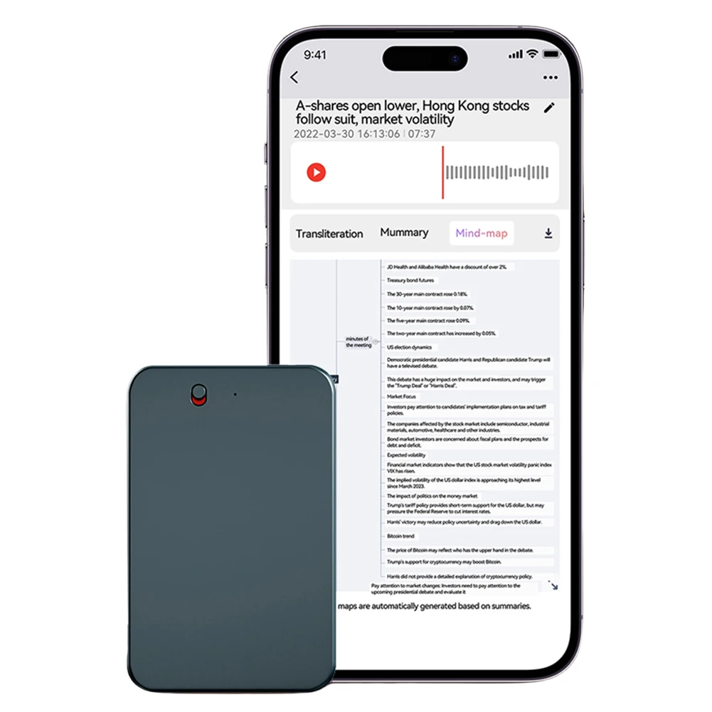 

Note Voice Recorder Transcribe Mind Mapping & AI Summary Audio Dictaphone Voice To Text Conversion Device for Lectures Meetings