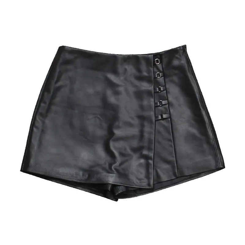 High Quality Real Leather Short Culottes Women's Autumn and Winter Pants Sheep Skin Shorts