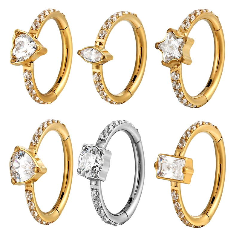 

G23 Titanium Hoop Earring CZ Hight Segment Ring Open Small Septum Piercing Nose Rings Fashion Tragus Helix Piercing Body Jewelry