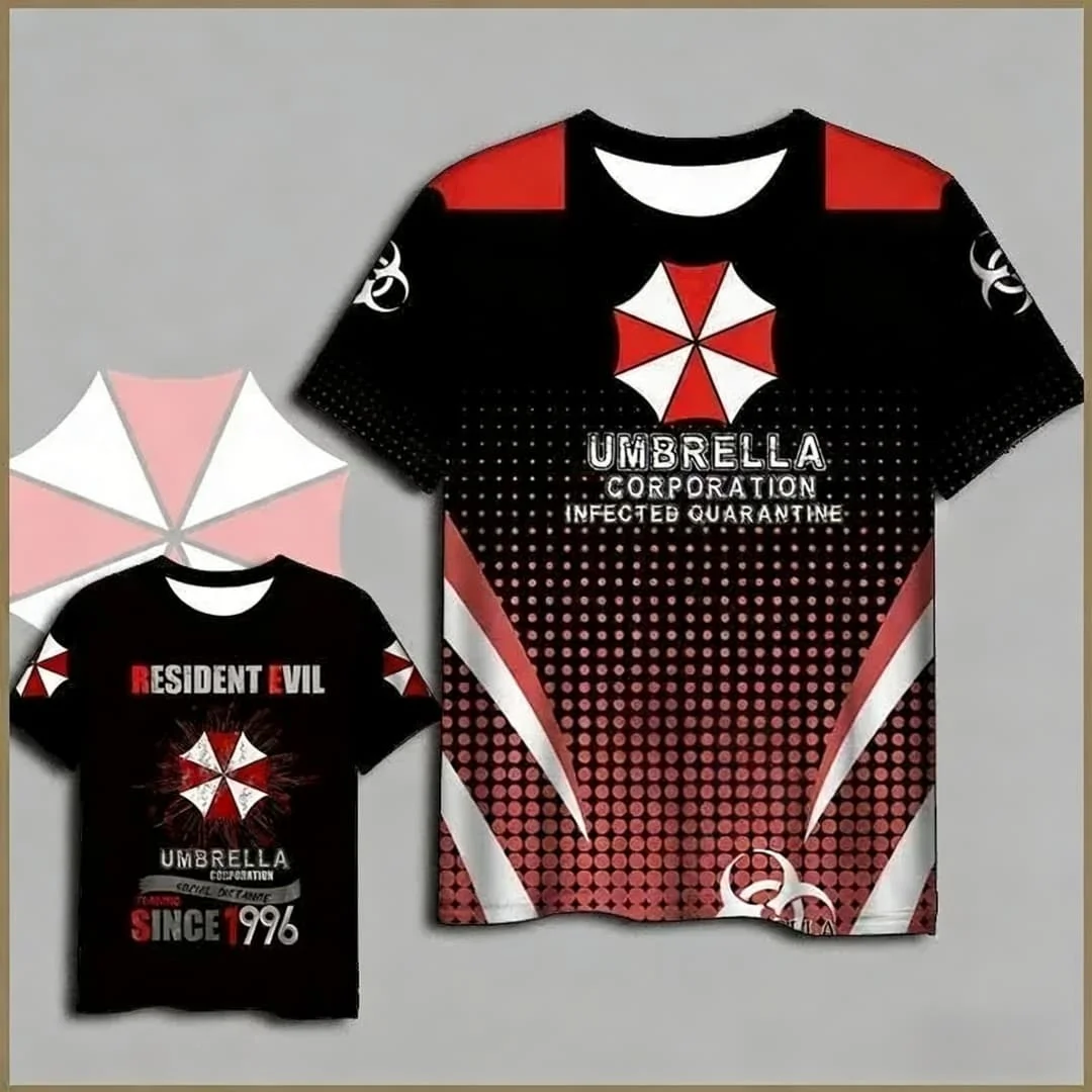 T-shirts à thème Resident Evil Umbrella Corporation pour hommes, t-shirts graphiques avec logo Bioha