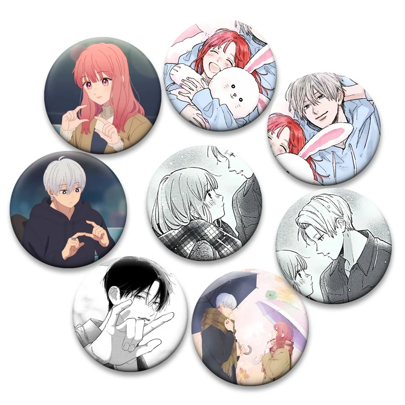 

Anime A Sign of Affection Brooches Pins Fashion Jewelry Accessories Itsuomi Nagi,Yuki Itose Cartoon Badge for Bag Decor Gifts