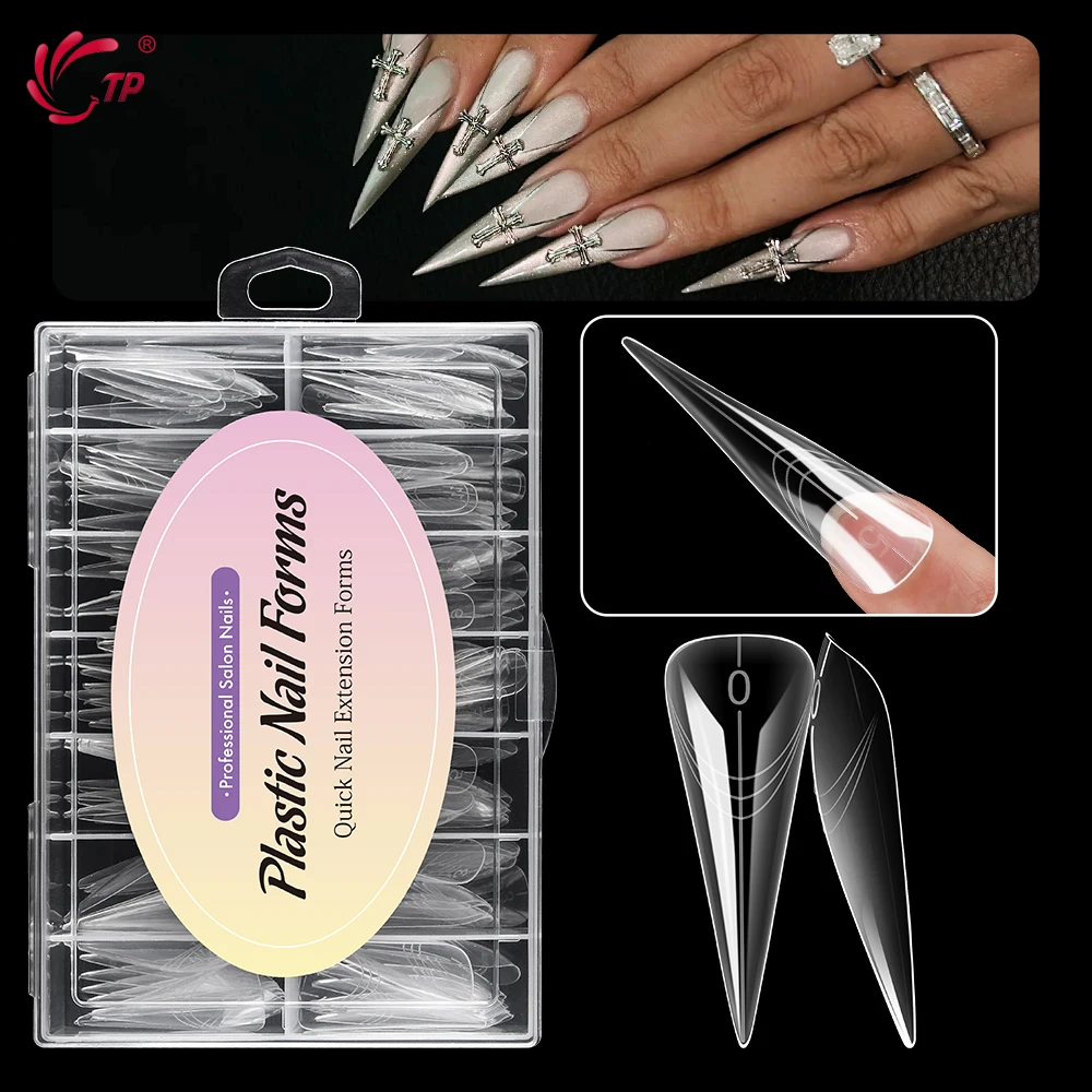 TP 140 قطعة/صندوق واضح الأظافر شكل مزدوج الاكريليك الأظافر كاذبة نصائح بولي تمديد هلام قوالب مسمار العلوي تمديد نظام أدوات مانيكير #4