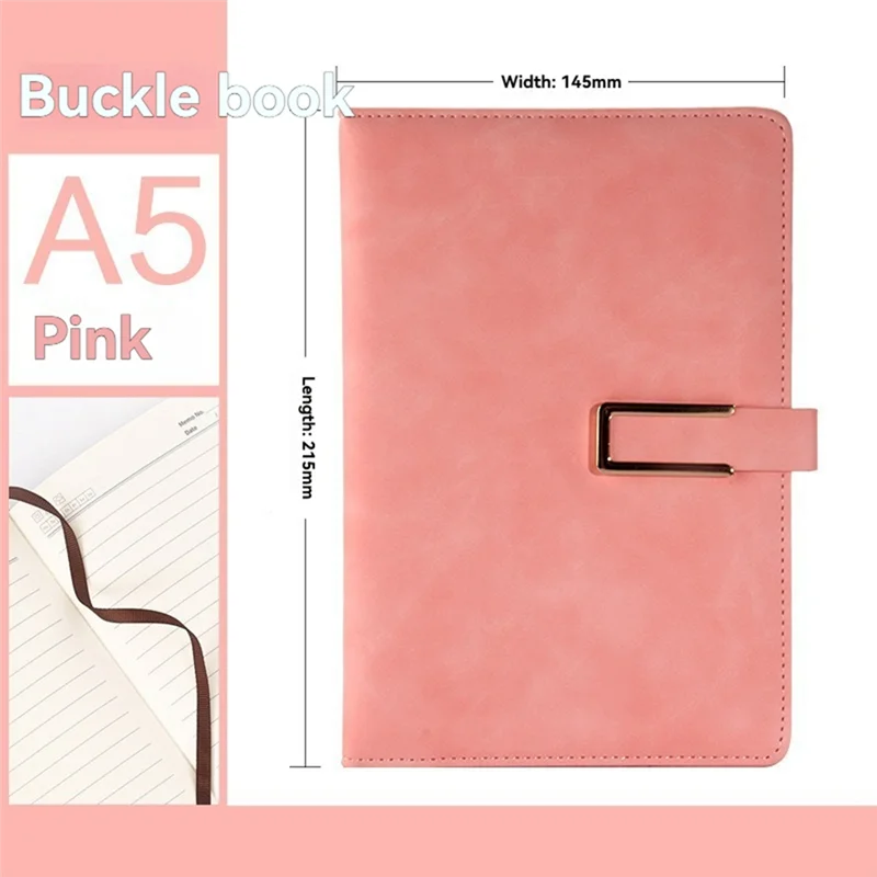 Qy-Retro A5 Leatherbound Notebook Couro Macio em Forma de U Fivela Magnética Business Office Notebook Diário Notebook