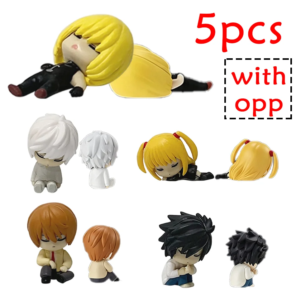 5 Stück/Set Death Note Figur Anime L·Lawliet/Light Yagami Q-Version Modell Spielzeug Auto-Innendekoration Sammlerstücke Geschenke für Freunde