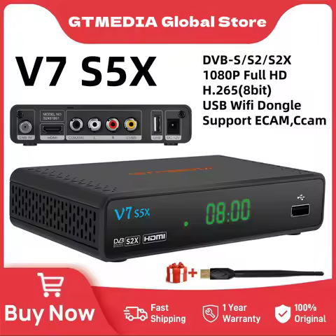 GTMEDIA V7 S5X Satellite TV Receiver DVB-S2X/S2/S Digital Receptor 1080P Full HD TV Box,H.265 Set-top Box With USB Wifi Decoder