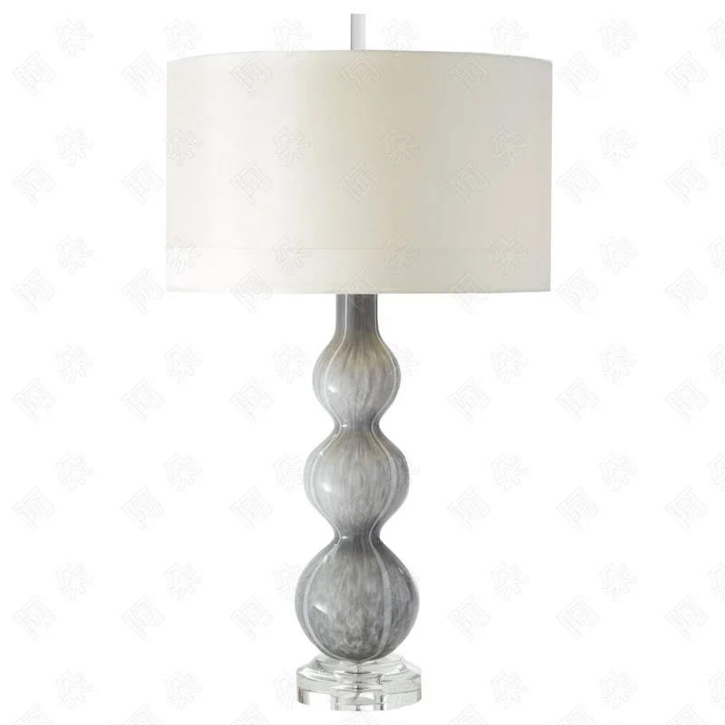 

Glass model room table lamp gray modern simple personality bedroom bed