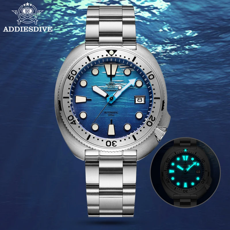 Aço inoxidável relógio mecânico para homens, Sapphire Sea Dial, Super luminoso, impermeável mergulho, BGW9, NH35, 200m