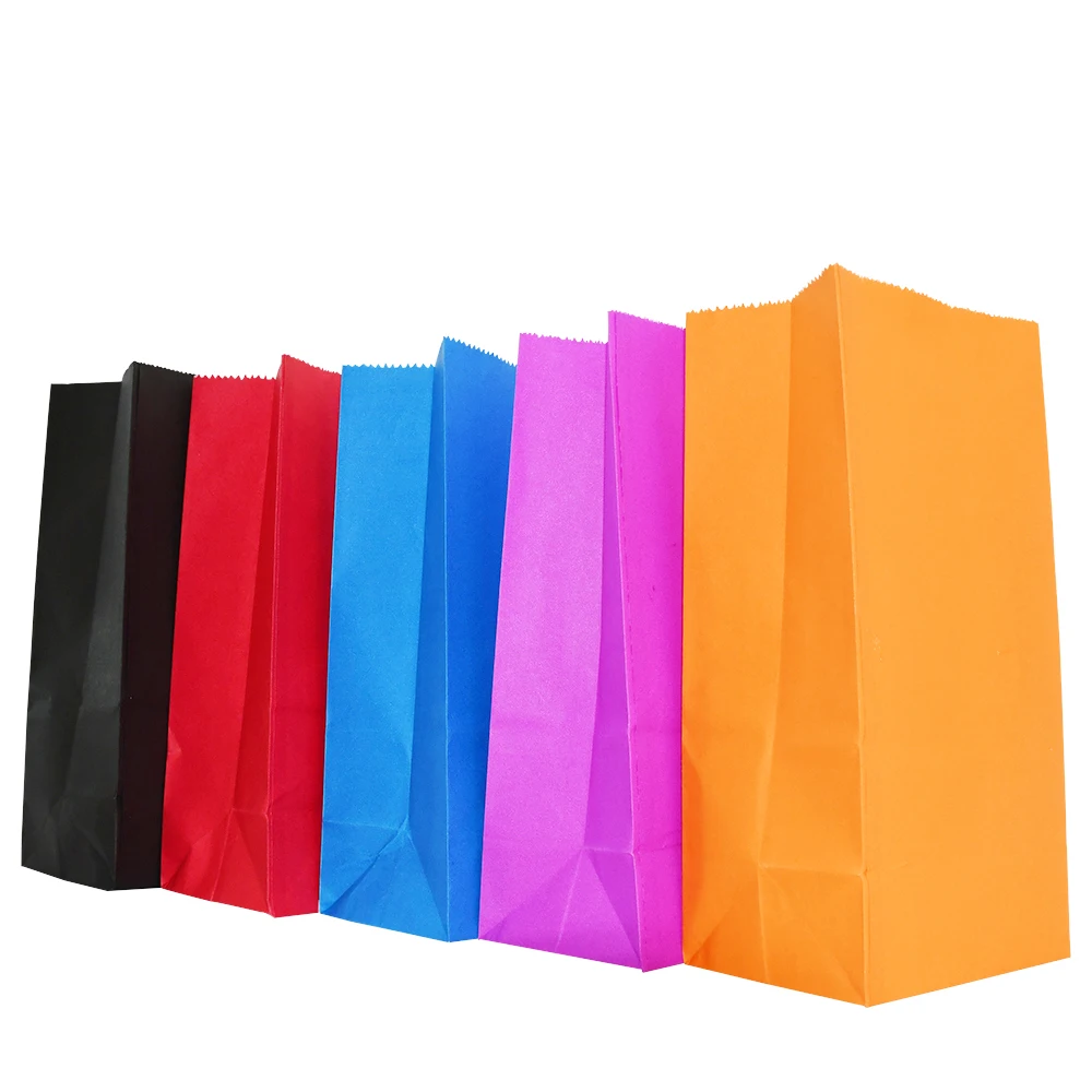 5pcs Paper Bags Stand Up Dot Pure Bags Candy Child Party Birthday Food Paper Kraft Seal Gift Packing Treat Bag Supplies 9*6*18cm