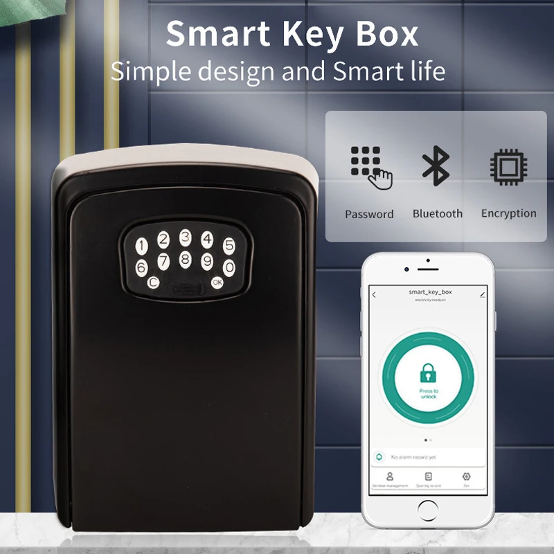 Tuya Smart Key Box with Code Lock Outdoor Waterproof Electronic Loker Wall Mounted Key Storage Box APP Unlock for Home Security