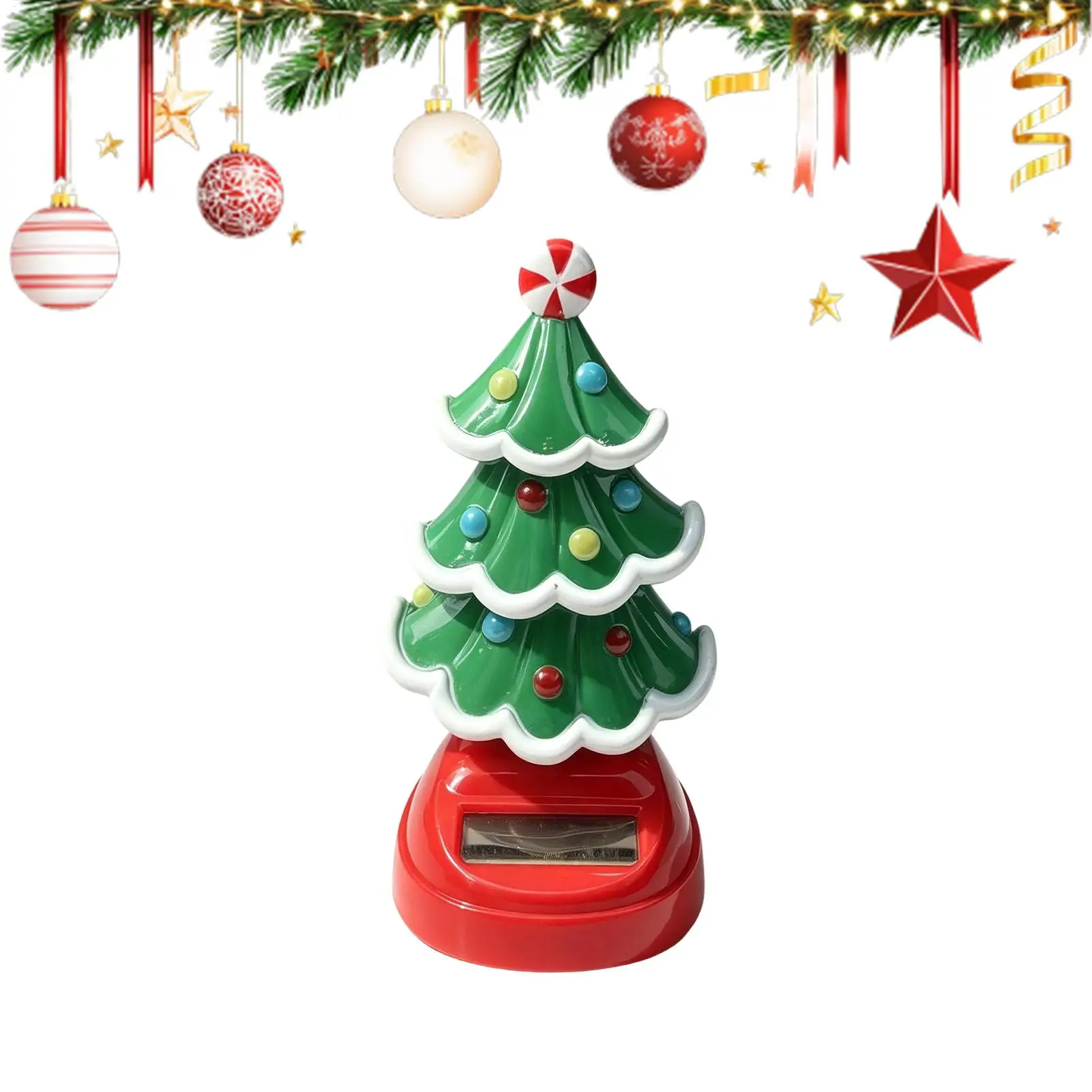 New Arrival Christmas Car Ornament Solar Dancing Christmas Tree Novelty Moving Christmas Tree For Car Dashboard Interior Decor