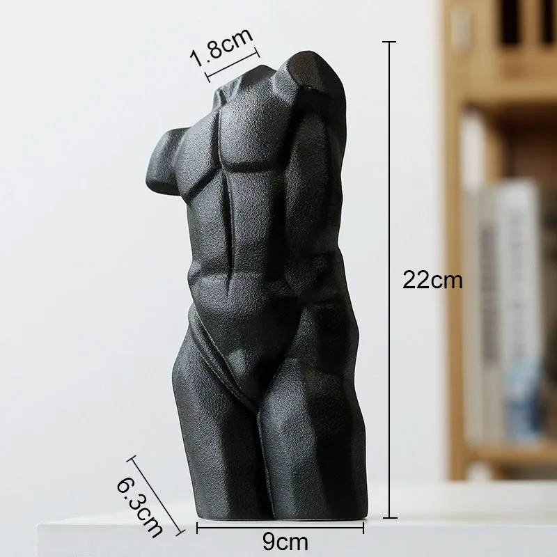 Bodybuilding Human Ceramic Vase Toned Body Statue Artificial Flowers Flower Arrangement Muscle Man Nude Figure Crafts Vases