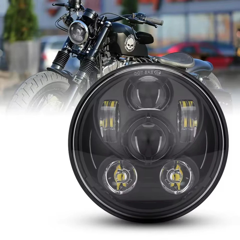 Fotografia 3: Farol LED de 5 3/4 polegadas (5,75 polegadas) para motocicletas Dyna Softail Sportster 883 XL883 FXCW