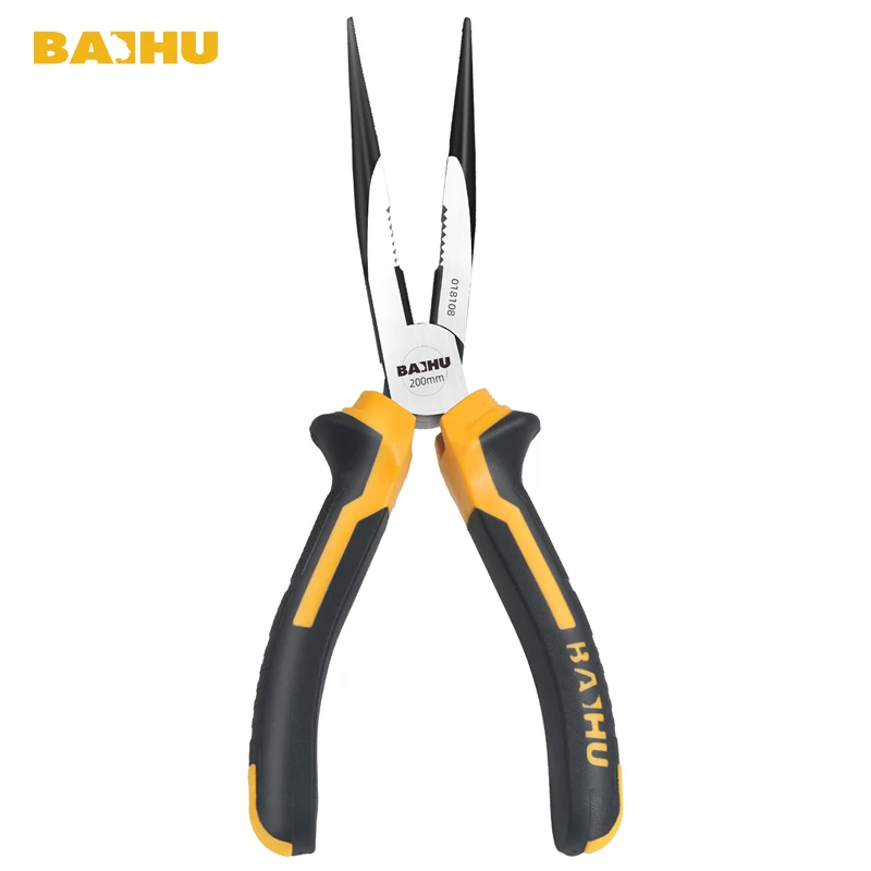 BAIHU Crome Vanadium 6/8 Inch Long Nose Plier 1Pcs Needle Nose Pliers Press Tool Multi Hand Tool with Double Colour Handle