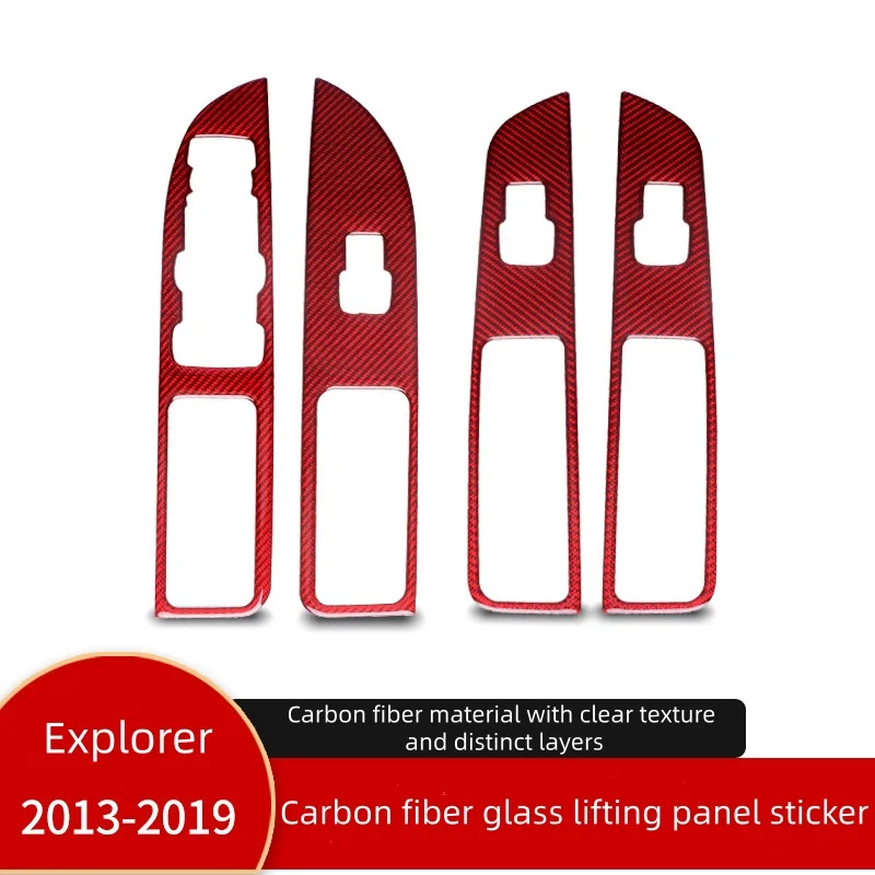

For Ford Explorer 13-19 modified carbon fiber red door window panel control panel sticker