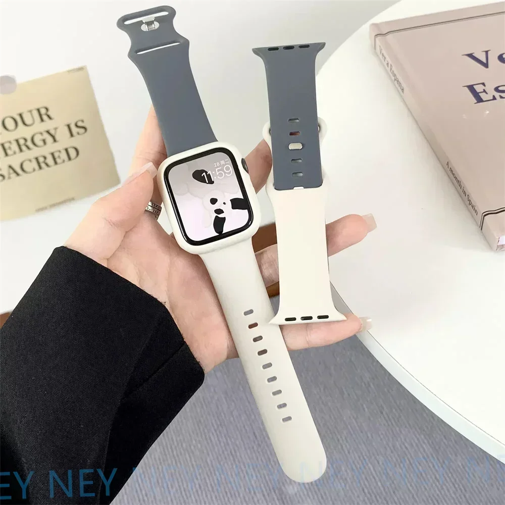 Silicone Strap For Apple Watch Band 40mm 44mm 45mm 41mm 42-46mm sport wrist correa iwatch series 10 8 7 se 4 5 6 9 ultra 2 49mm