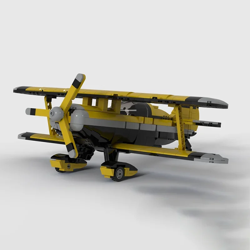 Moc Building Block Pitts Special S2B Tecnologia aeronautica giallo scuro Mattoni modulari Modello regalo Giocattoli di Natale Set fai da te Assemblaggio